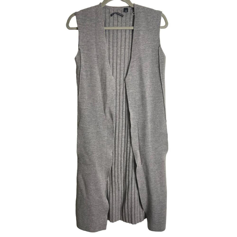 Country Road Australian Wool Open Front Sleeveless Cardigan Gray Lagenlook XS